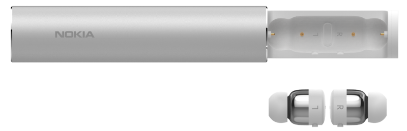 Nokia 真無線藍牙耳機_浩瀚銀_充電槽與耳機 Nokia 真無線藍牙耳機_浩瀚銀_充電槽與耳機
