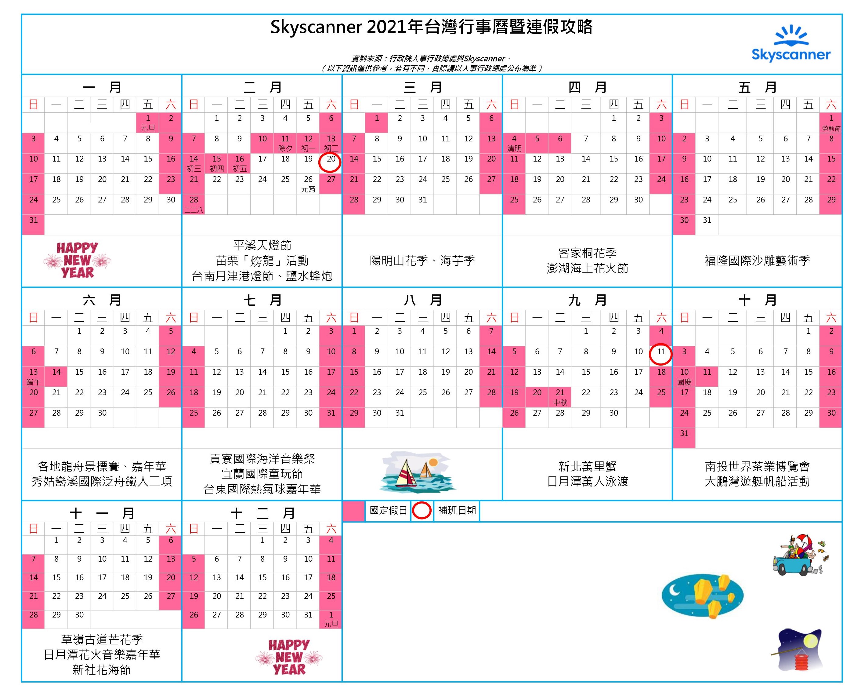 國內也好玩！Skyscanner 今日公佈「2021台灣假期行事曆」 史塔夫科技事務所