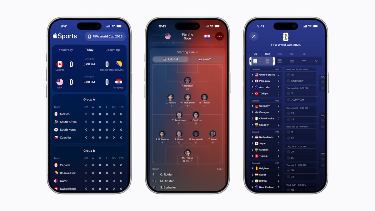 Apple Sports擴展至全球170國，全新即時動態與戰術陣型視覺化一手掌握